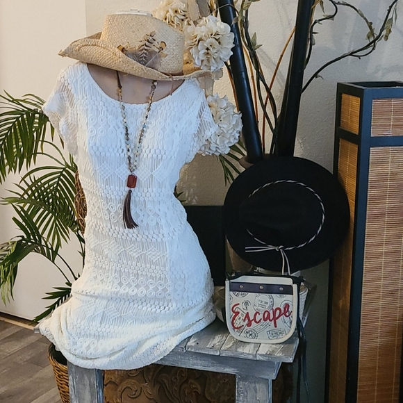 SALE TODAY BEAUTIFUL WHITE LACE MIDI 14 P SIZE - Picture 3 of 16